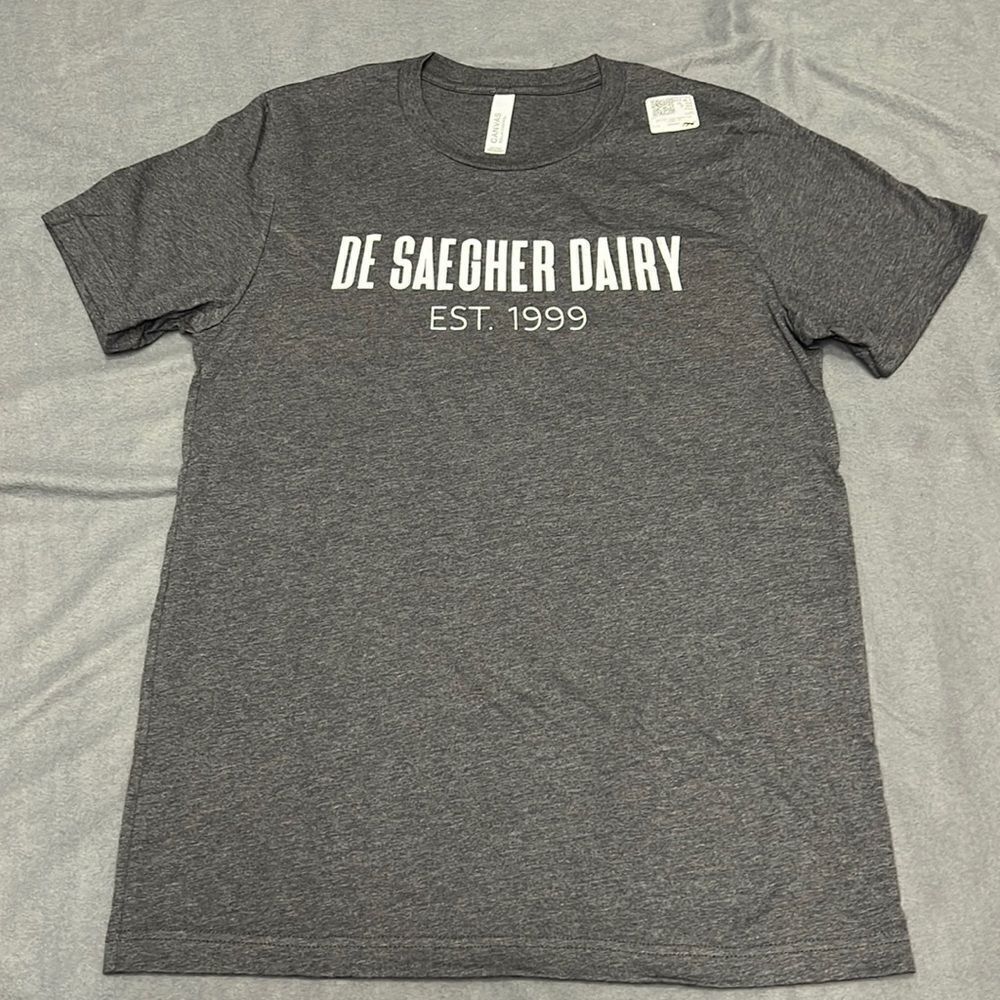 De Saegher Dairy Est. 1999 Short Sleeve T-Shirt Grey Size Medium